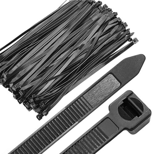 Lot de 100 Colliers de Serrages en Plastique - 100 Pièces, Serflex, Serres-Câble, Rislan - Attache câble - 200 X 3.6 mm, Noir