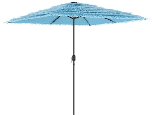 vidaXL Sonnenschirm, Gartenschirm mit Stahlmast, Marktschirm Strandschirm Kurbelmechanismus, Schirm für Garten Balkon Terrasse, Blau
