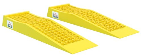 HOMCOM Ensemble de 2 rampes pour Voiture véhicule Utilitaire Rampe de Chargement Lourde 3T Caravane Camping-Car dim. 70L x 19,5l x 7,8H cm PP Jaune