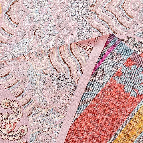 Tissus De Soie Tissu Jacquard en Satin Brocart de Soie Cheongsam Traditionnel Style Chinois Vagues de la Mer Beau Motif Phénix Courtepointe de Jeunes Mariés Couture Artisanat Patchwork Tissu 75X100cm