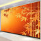 Orangefarbenes Bambus-Blumenmuster Vlies Fototapete Wohnzimmer Schlafzimmer Motivtapeten Wandtapete Tapete Vliestapete UV-Beständig Hohe Auflösung 400x280 cm