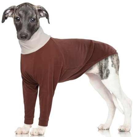MHaustlie Windhund Pullover Rollkragen Whippet Pullover Warmer Hundemantel Für Kleine Welpen Hunde Winter Pullovers Greyhound Haustier Winterkleidung, Hund Sweatshirt, Greyhound Jumpsuit (Braun, S)