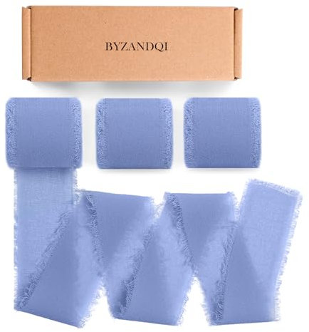 BYZANDQI Schleifenband 3,8cm x 18m Breit Blau Hochzeit Chiffonband Geschenkband Stoffband Dekoband Seidenband