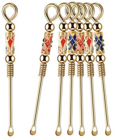 HUIANER 6PCS Portable Mini Retro Ear Spoon, Tiny Shovel Spoon for DIY Keychain Pendant Kitchen