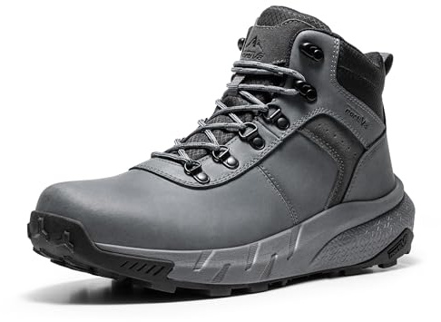 NORTIV 8 Herren Wasserdichte Wanderschuhe | Leichte bequem Rutschfest Unterstützend Atmungsaktiv Outdoor Mid Trekking Lederschuhe Herrenstiefel Für drinnen und draußen