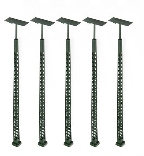 Advokingtap Modelleisenbahnleuchten 5 Stück Gittermast LED Lampen H0 Maßstab 1:87 mit Widerständen für 12-16V Transformatoren Gebäude Layout Zubehör
