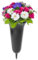 matches21 HOME & HOBBY Grabvase zum Stecken als frostsichere Grabdeko - Graue Friedhofs-Vase in 36 cm als wetterfester Kunststoff Grabschmuck - Erdspieß Blumenvase als schöne Steckvasen