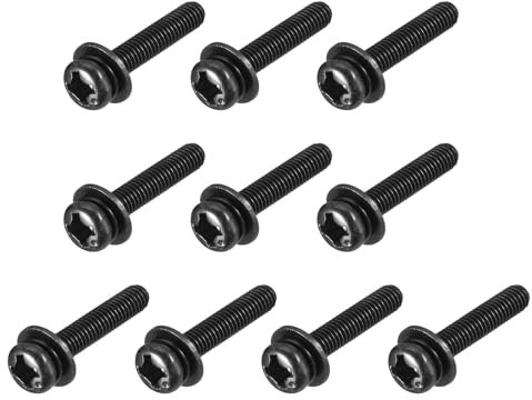 QUARKZMAN M3 x 16mm 10 Stück Linsenkopfschrauben Kreuzschlitz Rundkopfschrauben, Maschinenschrauben Bolzen kombiniert mit Federring und Unterlegscheiben für Reparaturen