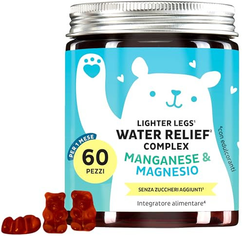 Water Relief Complex Gummibärchen - Vitamin C, Magnesium, Mangan & Brennnessel-Extrakt - 60 Stück (1 Monat Vorrat) - Vegan, Ohne Zuckerzusatz - Bears with Benefits