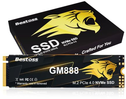 Bestoss NVMe M.2 2280 SSD 512GB Internal PCIe 4.0 Gen4, Up to 7100MB/s | Internal Solid State Drive, Dynamic SLC Cache For PS5 Laptop Desktop PC