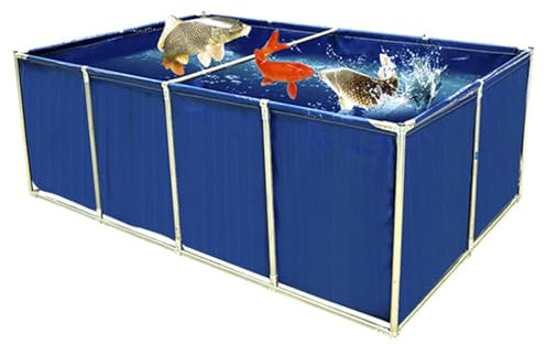 Bassin Poisson Exterieur Jardin Hors Sol en Toile - Grand Étang à Poissons Portable avec Cadre en Acier pour L'élevage de Koi/Poissons Rouges, Aquarium Piscine Ornemental(150x100x60 cm)