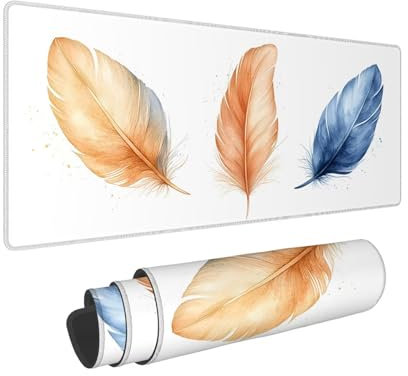 Tapis de Souris Plume, 1200x600x3mm Tapis de Souris XXL Blanc Mouse Pad, sous Main Bureau AntidéRapant étanche, Surface SpéCiale AméLiore Vitesse PréCision, à Bords Cousus pour Gamer Cadeaux WR-711