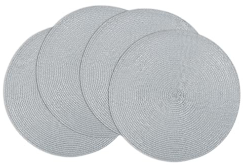 Winknowl Runde Platzsets 4er Set, Abwaschbar Tischmatten rutschfest Abgrifffeste Hitzebeständig Tischsets, 37 cm Runde Platz-Matten für Esstisch (Hellgrau)