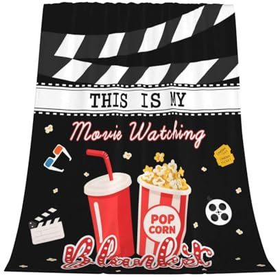 GardEssere Überwurfdecken mit Aufschrift This Is My Movie Watching, Flanell, lustig, Cartoon, warm, weich, für Sofa, Bettwäsche, für Männer, Frauen, Jungen, Mädchen, 100 x 130 cm