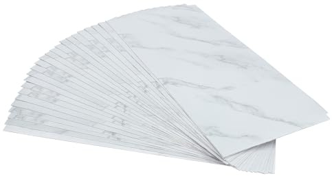 24 Stücke PVC Bodenbelag Selbstklebend, Rutschfest, Wasserfest, Laminat Rutschfeste Dekor-Dielen für Schlafzimmer Küche Wohnzimmer, 60cmx30cm, 1,3 mm Dicke, Weiß Marmor