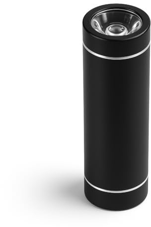Xyleno Power Bank 3000mAh – Mini Portable Charger, Pocket-Size Cylindrical Design – LED Torch on Top for Emergency Light, Compact Phone Charger for Travel & Everyday Carry - Black
