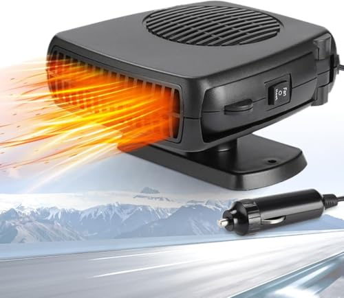 Chauffage de voiture, Portable 12V 200 W avec prise allume-cigare, 2 en 1 chauffage et refroidissement rapides, dégivreur de pare-brise et déshumidificateur pour véhicules, voitures et SUV