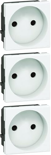 Legrand - Prise de courant sans terre Mosaic - Blanc - 2 modules (Lot de 3)