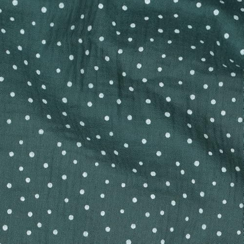 MAGAM-Stoffe Paul Musselin Mulltuch Kinder Baumwollstoff Oeko-Tex Meterware 50cm (Pünktchen dunkelgrün)