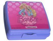 Tupperware Sandwich-Box Brotdose lila Barbie | Quadratische Aufbewahrungsbox mit Scharnier & Verriegelung | Lunchbox für Sandwiches, Pausenbrot & Snacks | BPA-frei