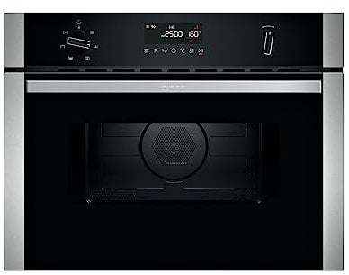 NEFF N50 C1AMG84N0B Microwave Oven, with Hotair, Control Dials, Automatic Programmes, Integrated, Black with Stainless Steel, 60x45cm