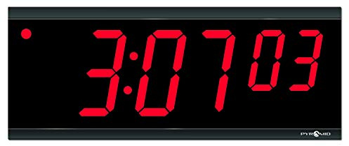 Pyramid Time Systems Extra Large Stand Alone Digital Clock, 4 Numeral Red LED Display, 6 Digit (Hour, Minutes, Seconds), 110V, 6' cord, Stand-Alone, Made in USA (DIG-6B)