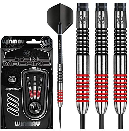 WINMAU Ton Machine 26g Profi Wolfram Steeltip Dartpfeile Set mit Flights und Schäfte