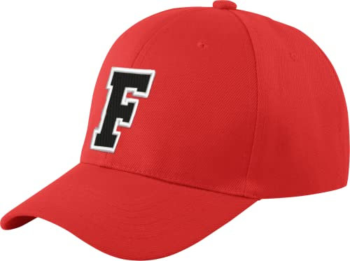 Morefaz Unisex Jungen Mädchen Mütze Baseball Cap ROT Hut Kinder Kappe Alphabet A-Z TM (F)