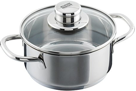 Kuhn Rikon 37392 Today Kochtopf mit Glasdeckel 0.9 L/14 cm, Edelstahl, silber, 22 x 16.5 x 9 cm