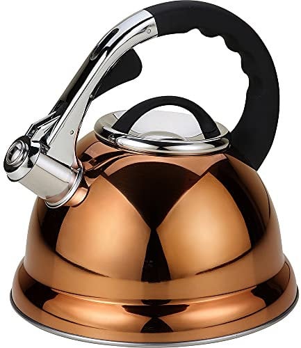 Large Whistling Kettle stainless steel 3.5Ltr copper gas electric hob wood stove