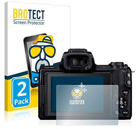 BROTECT Schutzfolie für Canon EOS M50 | 2 Stück Entspiegelnder Displayschutz Made in Germany Matte Displayschutz-Folie Anti-Reflex Anti-Fingerprint Einfache Montage