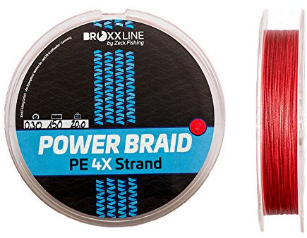 BroxxLine 150 m Angelschnur geflochten 0,08-0,30 mm Raubfisch Schnur Spinnfischen (rot, 0,30 mm)