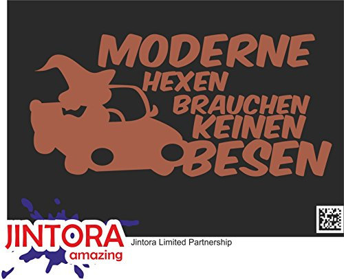 JINTORA - Autoaufkleber Tuning - Auto Aufkleber - Moderne Hexen brauchen keinen Besen - 210x99 mm - Auto Sticker Bus Fenster Heckscheibe Camper wetterfest Outdoor Sticker Auto Deko - braun
