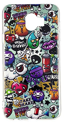 DasKAn Kompatibel mit Samsung Galaxy J6 2018 Leuchtend Silikon Hülle, Licht im Dunkeln Fluoreszierend Bunt Muster Stoßfest Fallschutz Ultra Dünn Weich Gummi TPU Schutzhülle, Graffiti