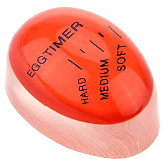 1 minuteur à œufs à couleur changeante sensible à la chaleur, dur, moyen, doux, réutilisable, parfait minuteur à œufs (rouge)