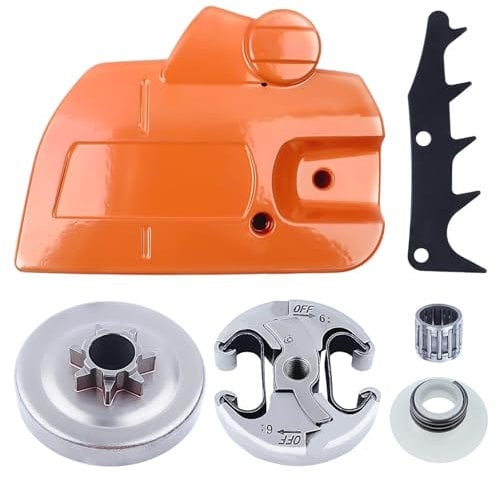Copri Frizione con Pignone per Husqvarna 445 450 Motosega, ADEFOL Coperchio + Frizione + Tamburo della Frizione + Ferma Artiglio Ricambi Motoseghe Accessori Pezzi di Ricambio