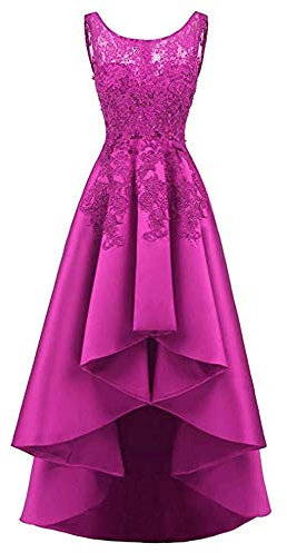 Leader of the Beauty Vestido de fiesta de boda de satén sin mangas con cuentas para mujer, vestido formal de noche, fucsia, 40