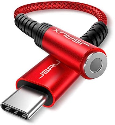 JSAUX USB C to 3.5mm Headphone Jack Adapter, Type C to 3.5mm Aux Compatible with iPhone 16 Pro/16 Pro Max/16/16 Plus/15 Pro Max/15 Pro,Galaxy S24 S23 S22 S21 S20, Pixel 9 Pro/9/8 Pro/8/7 Pro/7-Red