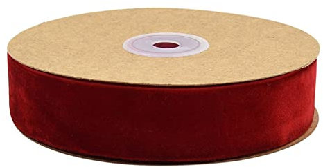 Egurs Samtband 10 Meter/Rollen 25mm Dekoband Geschenkband aus Samt Schleifenband zum Deko Zierborte Borte Band Schmuckband DIY Crafts Dekoration Samtborte Rot 25mm