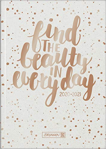 Brunnen 1072120171 „Gold Glitter“, Wochenkalender/Schülerkalender 2020/2021, 2 Seiten = 1 Woche, Blattgröße 14,8 x 21 cm, A5, Hardcover-Einband wattiert