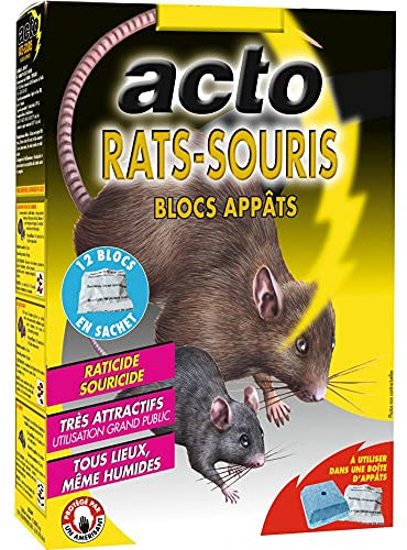 ACTO | Blocs appats contre les rats noirs, rats d’égout et souris | étui 240g | HYDRO7