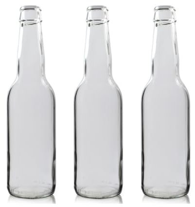 Vigo Presses 40 x 330ml Clear Beer Bottles with Crown Caps (Assorted colour caps available) (Gold caps)