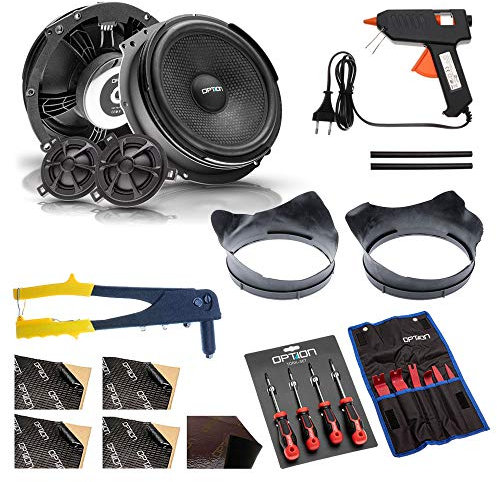 Option AIR Lautsprechersystem - 100% Plug & Play kompatibel mit VW T6 - Lautsprecher Set vorne - Komplettset mit Einbauzubehör
