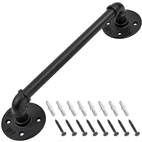 Gorssen Handlauf for Treppen Schritt, Indoor- und Outdoor-Treppengeländer Treppengeländer Handlauf Support Kit, Black Metal Schmiedeeisen ältere Kinder Sicherheit Treppe Schienen,90cm