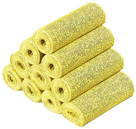 Navaris 10x Babybauch Gipsbinden - Gipsabdruck Binden Set 15 x 300cm - Gips Abdruck Bandagen zum Basteln - Gipsbänder für Baby Bauch - Gelb