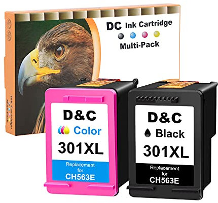 D&C Druckerpatronen remanufactured für HP 301 XL für HP DeskJet 1000 1050 2050 2050A 2540 3000 3050 3050A 3510 Envy 4500 4502 5530 OfficeJet 2620 4630 4632 (1x Black + 1x Colour)