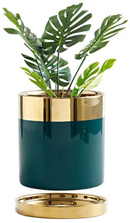 Cratone Pots de Fleurs en Céramique,avec Plateau Intérieur Extérieur Plantes en Pot Vase,pour Succulent Cactus Plante Planteur Cache Pot Décoration de Bureau 13x13cm