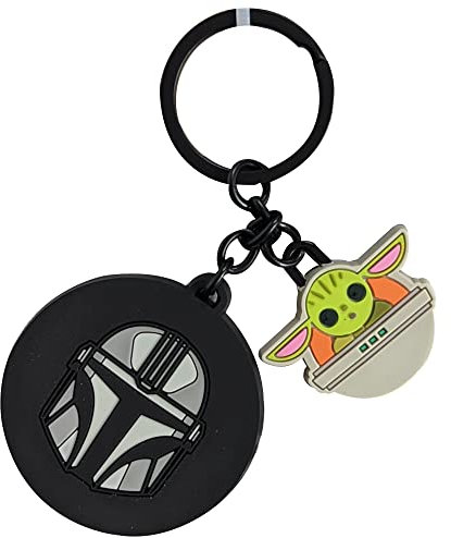 Star Wars The Mandalorian Boba Fett Helm & Grogu Rubber Schlüsselanhänger, Multi-col