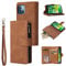 UEEBAI Wallet Case for iPhone 13 Mini, PU Leather Case Magnetic Closure Handbag Zipper Pocket Case Kickstand Card Slots with Hand Strap Marple Flip Case for Women - Brown
