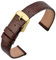 ANNEFIT Uhrenarmband 18mm Leder für Damen, Eidechsen-Prägung Ersatzarmband mit Edelstahl Gold Schnalle (Braun)